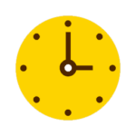 A yellow clock on a brown background.