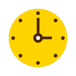 A yellow clock on a brown background.