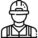 A silhouette of a construction worker lawyer.