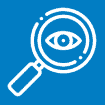 A magnifying glass icon on a blue background, emphasizing investigation.